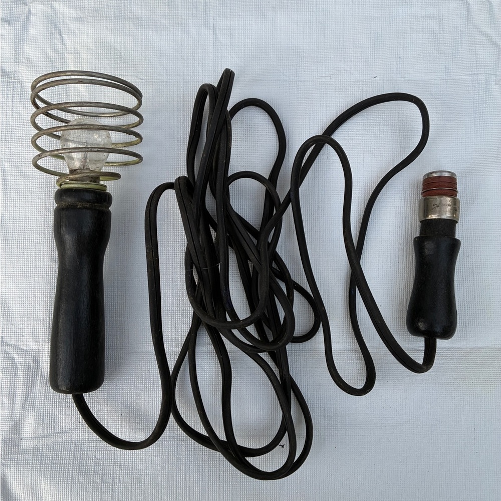 Vintage Lawson Products 6V Trouble Light Jiffy Auto Service Wood Handles